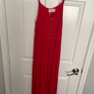 Red gauze strappy maxi dress